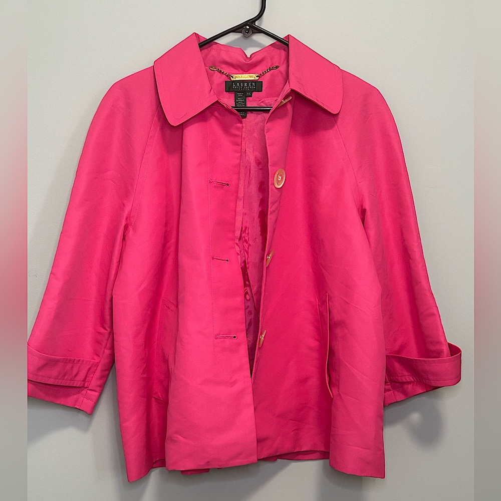 Ralph Lauren *Petite* Large light weight BRIGHT ✨pink light weight blazer